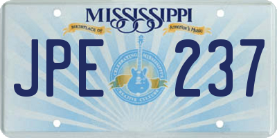 MS license plate JPE237