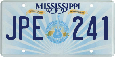MS license plate JPE241