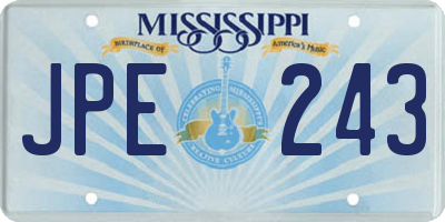 MS license plate JPE243