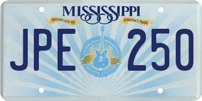 MS license plate JPE250
