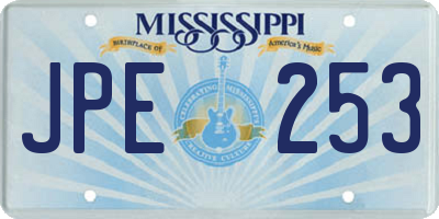 MS license plate JPE253