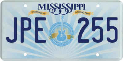 MS license plate JPE255