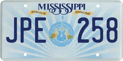 MS license plate JPE258