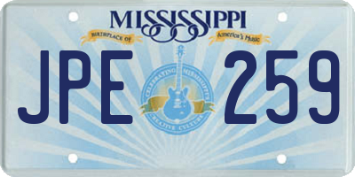 MS license plate JPE259