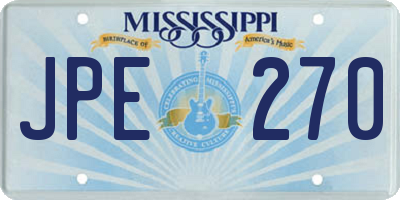 MS license plate JPE270