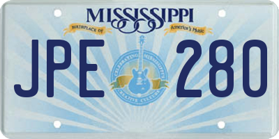 MS license plate JPE280