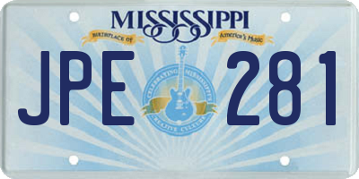 MS license plate JPE281