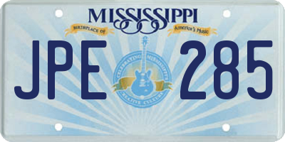 MS license plate JPE285