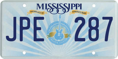 MS license plate JPE287