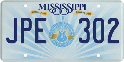 MS license plate JPE302
