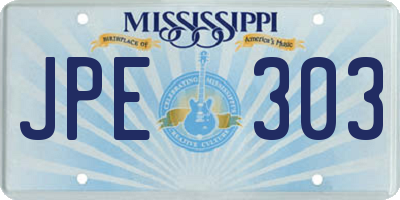 MS license plate JPE303