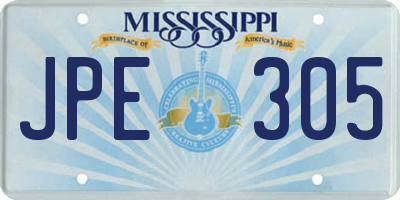 MS license plate JPE305