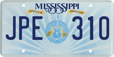 MS license plate JPE310