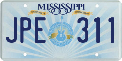 MS license plate JPE311