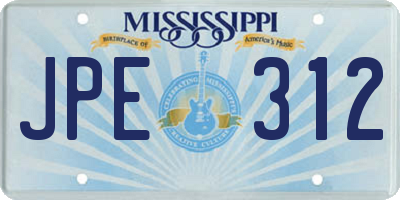 MS license plate JPE312