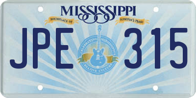MS license plate JPE315