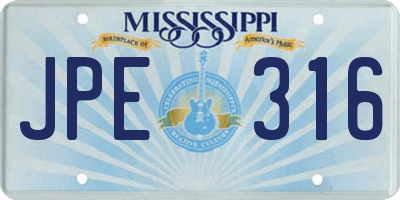 MS license plate JPE316