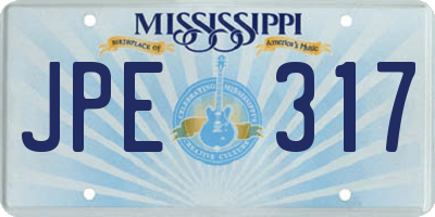 MS license plate JPE317