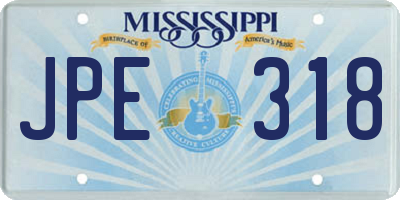 MS license plate JPE318