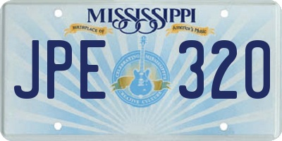 MS license plate JPE320