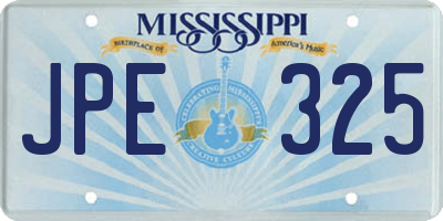 MS license plate JPE325
