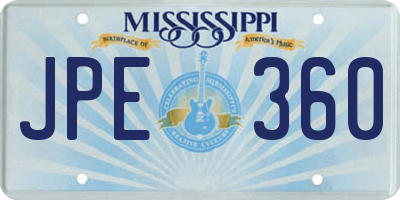 MS license plate JPE360