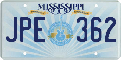 MS license plate JPE362