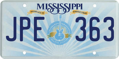 MS license plate JPE363