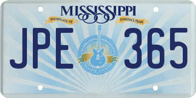 MS license plate JPE365