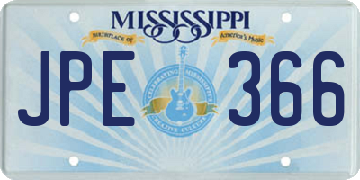 MS license plate JPE366
