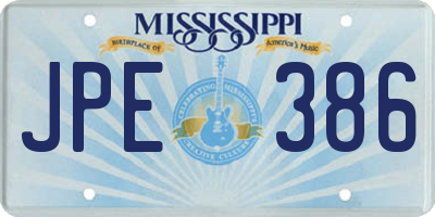MS license plate JPE386