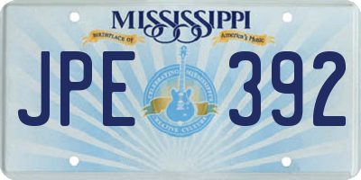 MS license plate JPE392