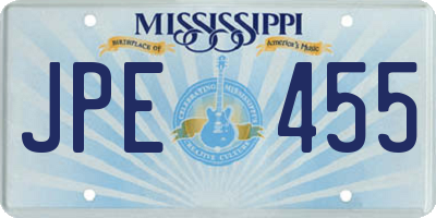 MS license plate JPE455