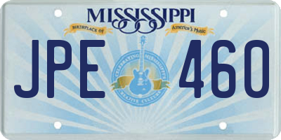 MS license plate JPE460