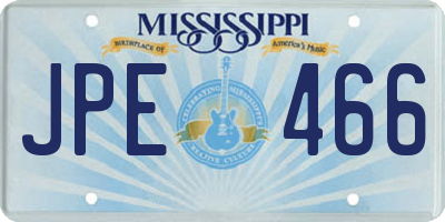 MS license plate JPE466
