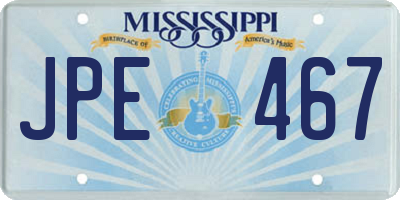 MS license plate JPE467