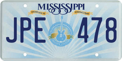 MS license plate JPE478