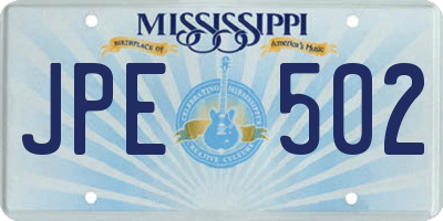 MS license plate JPE502