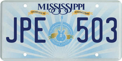 MS license plate JPE503