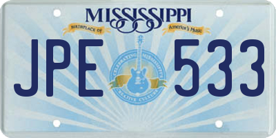 MS license plate JPE533