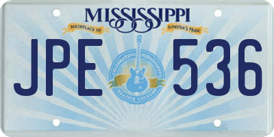 MS license plate JPE536