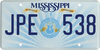 MS license plate JPE538