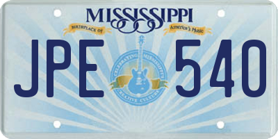 MS license plate JPE540