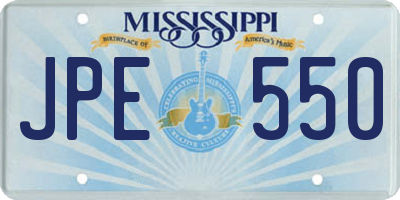 MS license plate JPE550