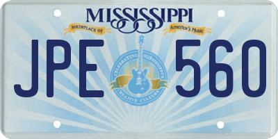 MS license plate JPE560
