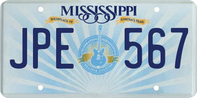 MS license plate JPE567