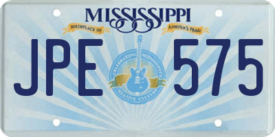 MS license plate JPE575