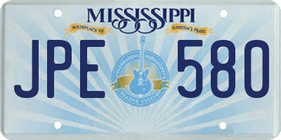 MS license plate JPE580