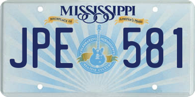 MS license plate JPE581