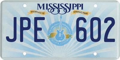 MS license plate JPE602